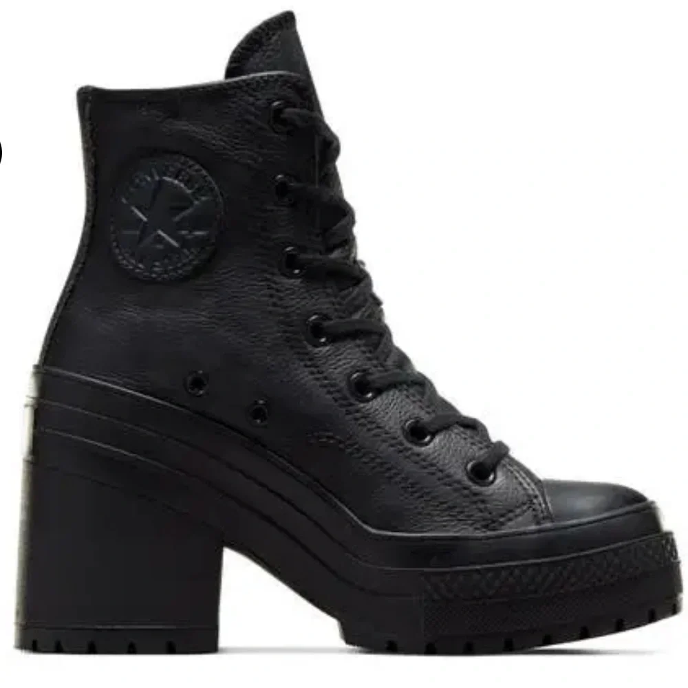 Converse Women’s Chuck De Luxe Heeled All-Black High-Top Sneaker Boots 7 - Picture 1 of 7